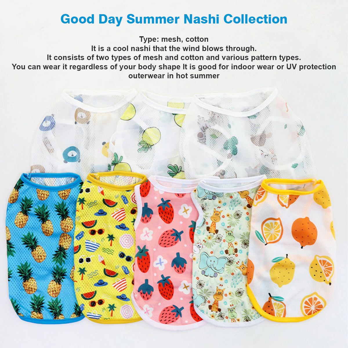 Good Day Summer Nashi Collection Dog Shirt Puppy Breathable Clothes, 5 Set (Send Randomly)