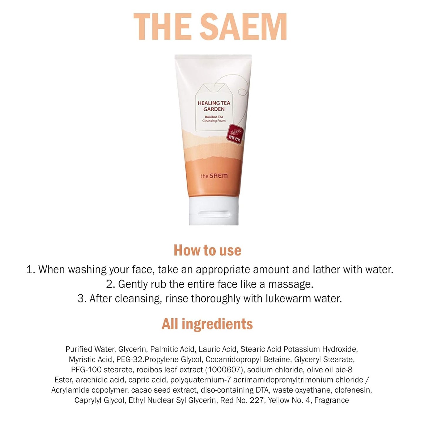 Korean Cosmetic The Saem Healing Tea Garden Cleansing Foam 150ml 4 Types Skin care