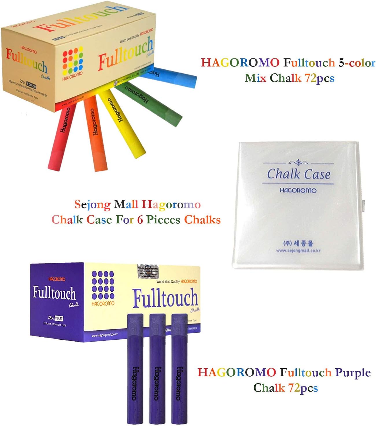Hagoromo Fulltouch 5-Color Mix Chalk 72pcs Fulltouch Chalk 72pcs + Chalk Case