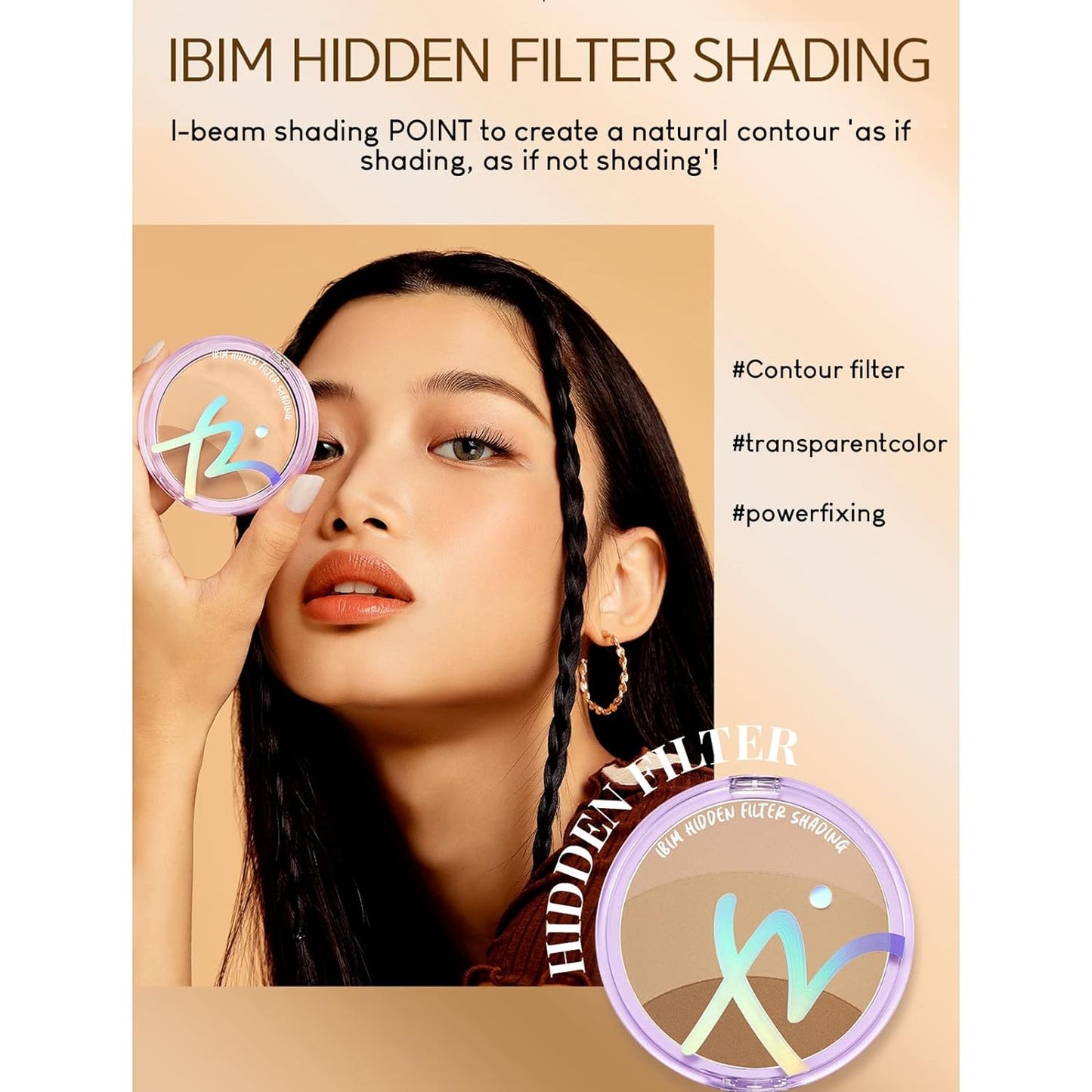 Hidden Filter Shading Face Illuminator Makeup Long Lasting Contour Neutral Beige, Hazel brown, Dark Brown