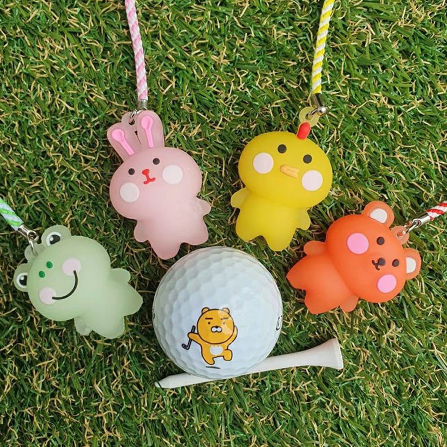 Happy Animal Golf Tee Hangers, 4 Types Sold in 1 Set Golf Accessories