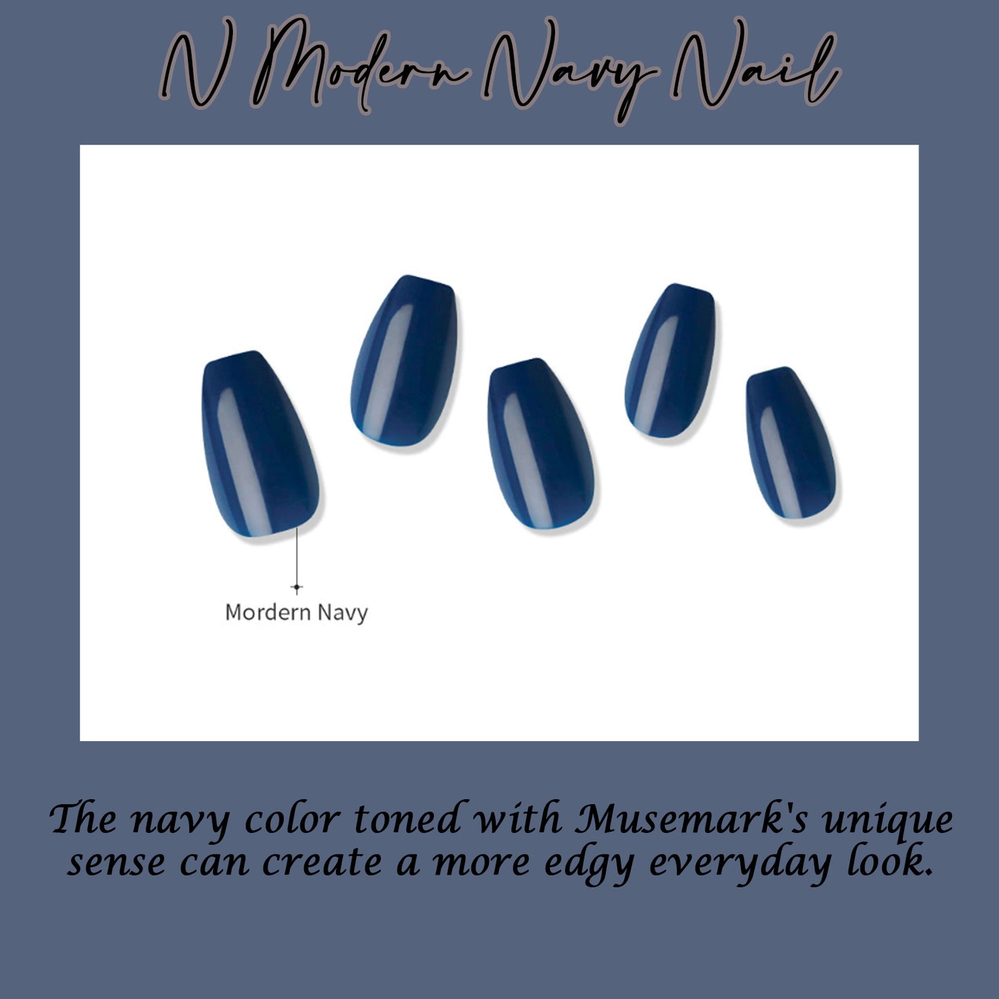 Muzmak (N Modern Navy Nail) 36pcs Nail Art Pattern Sticker Set Semicure Nail