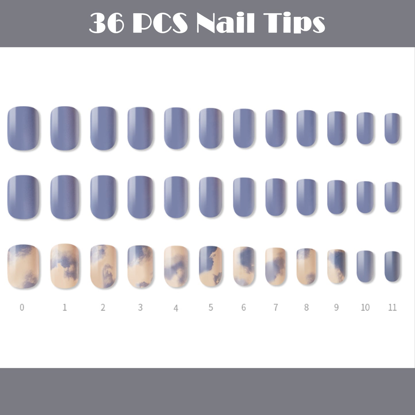 Muzmak (N Pale Marble (Regular Square) Nail) 36pcs Nail Art Pattern Sticker Set Semicure Nail
