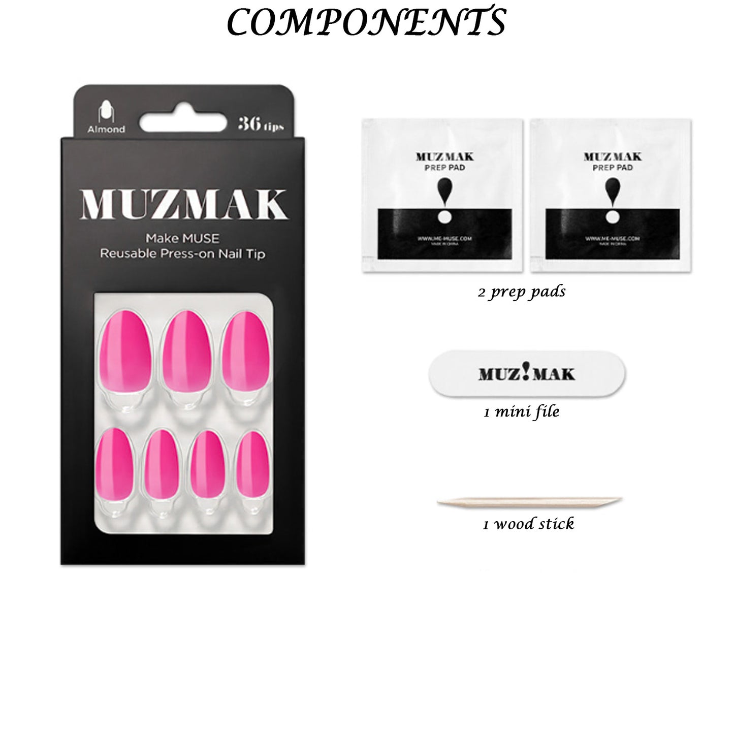 Muzmak (N Punch Pink Nail) 36pcs Nail Art Pattern Sticker Set Semicure Nail