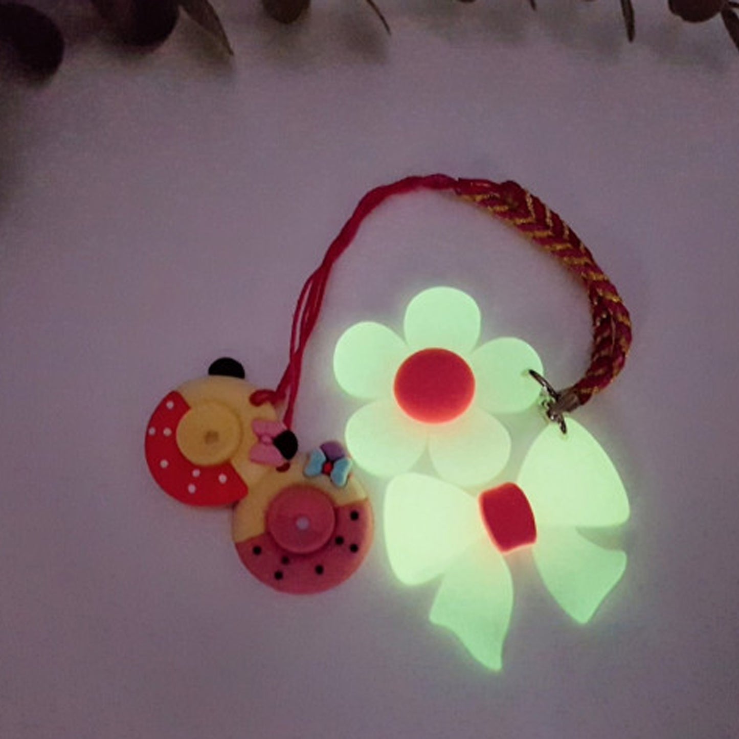 2 Types of Ribbon Flower Luminous Golf Tee Hanger Set