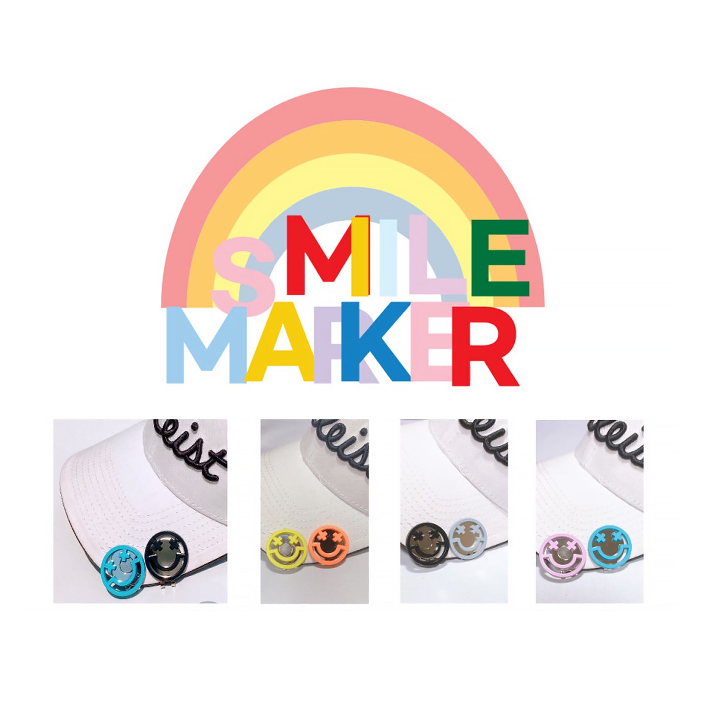Golf Maria Smile Mark Golf Ball Mark Ball Marker 6 Types 1 Set Ball Mark Hat Clip Magnet Clip