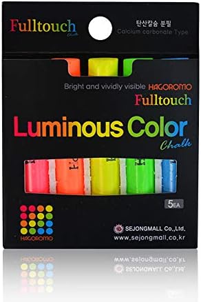 HAGOROMO Fulltouch Luminous 5-Color Chalk 5pcs, 1Box (5pcs) Pink, Yellow, Blue, Yellow Green, Orange