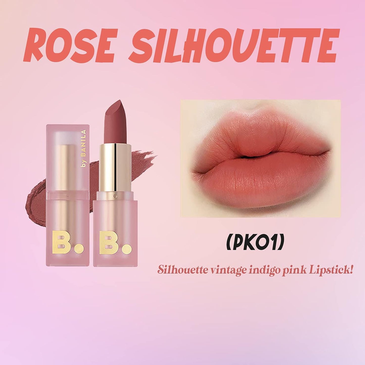 Velvet Blood Veil Lipstick 3.7g | Korean Lipstick / See-through Color / Filter Lipstick (Rose Silhouette PK01)