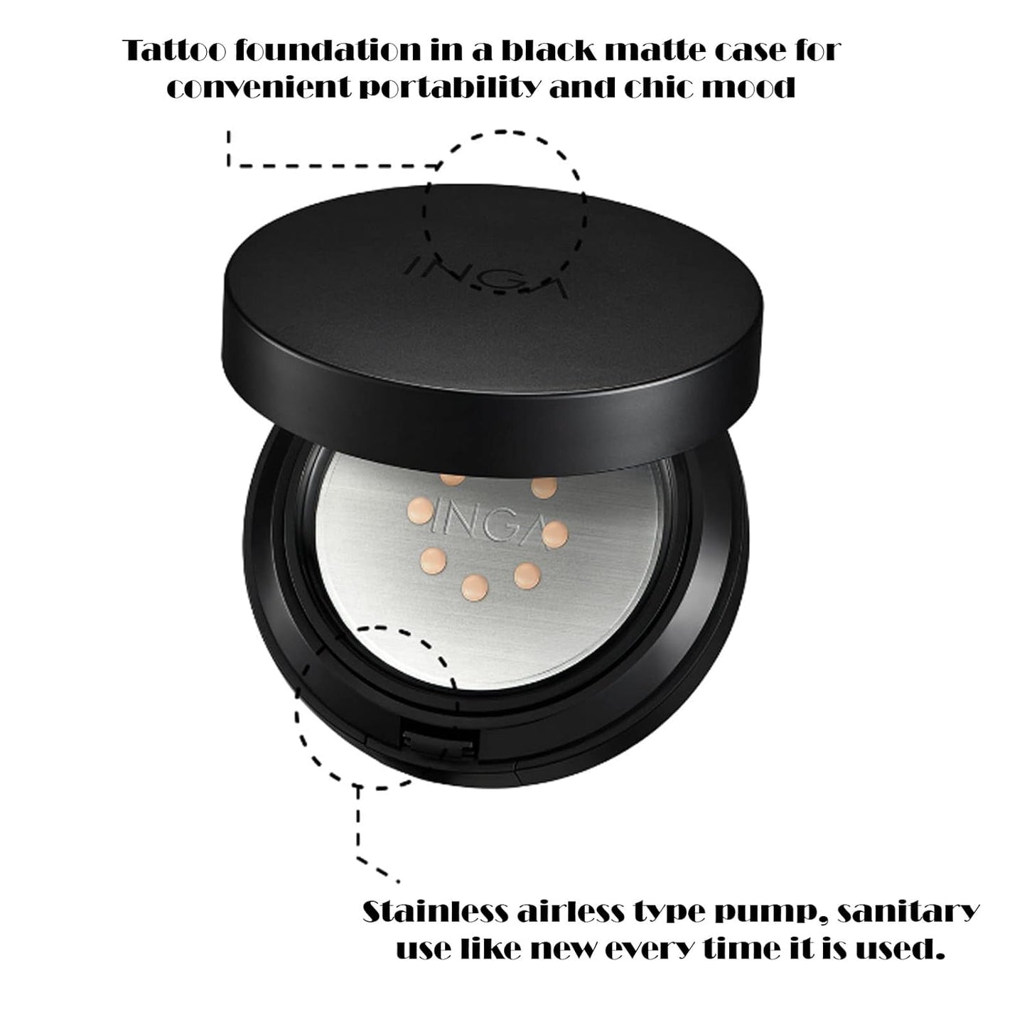 INGA Light Fitting Tattoo Cushion , Airy-Light , Skin Fit , Long Lasting Korean Cosmetic (Light Vanilla)