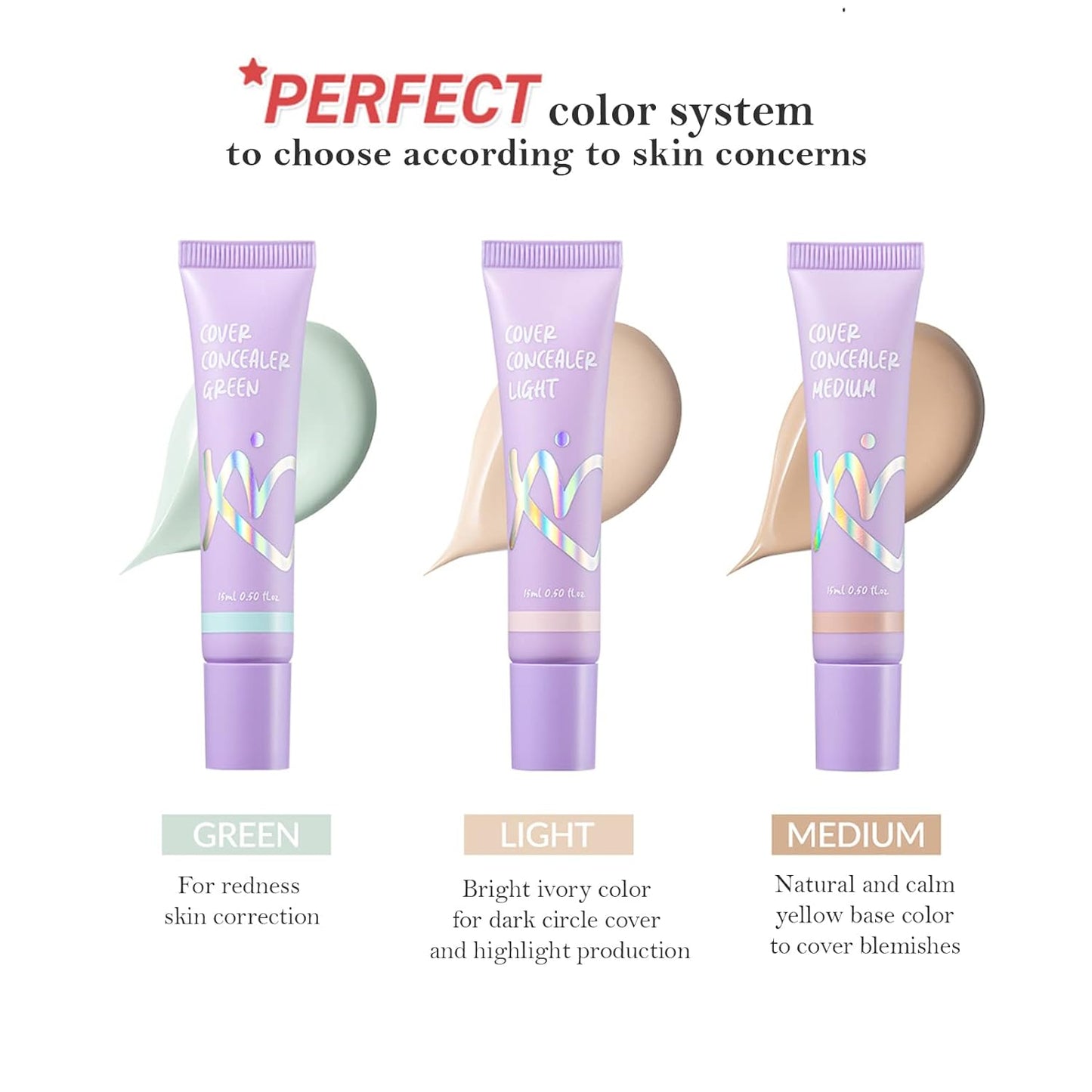 Perfect Cover Concealer Soft Light Finish Wrinkle Improvement Skin Correction and Cover Blemishes