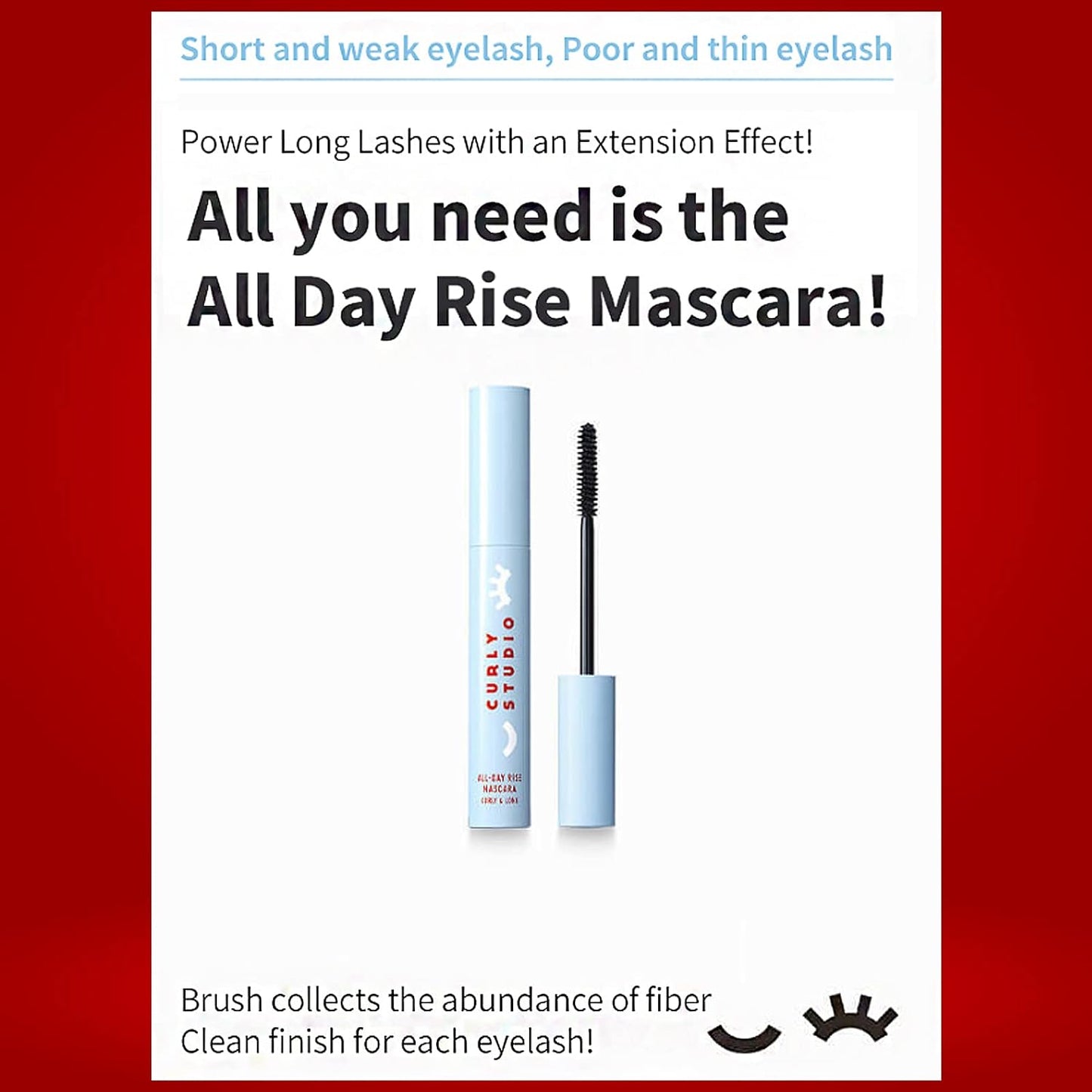 Cully Studios All day rise Mascara | Korean Cosmetics, Short Eyelashes, Thin Eyelashes, Straight Eyelashes (Curly & Long)
