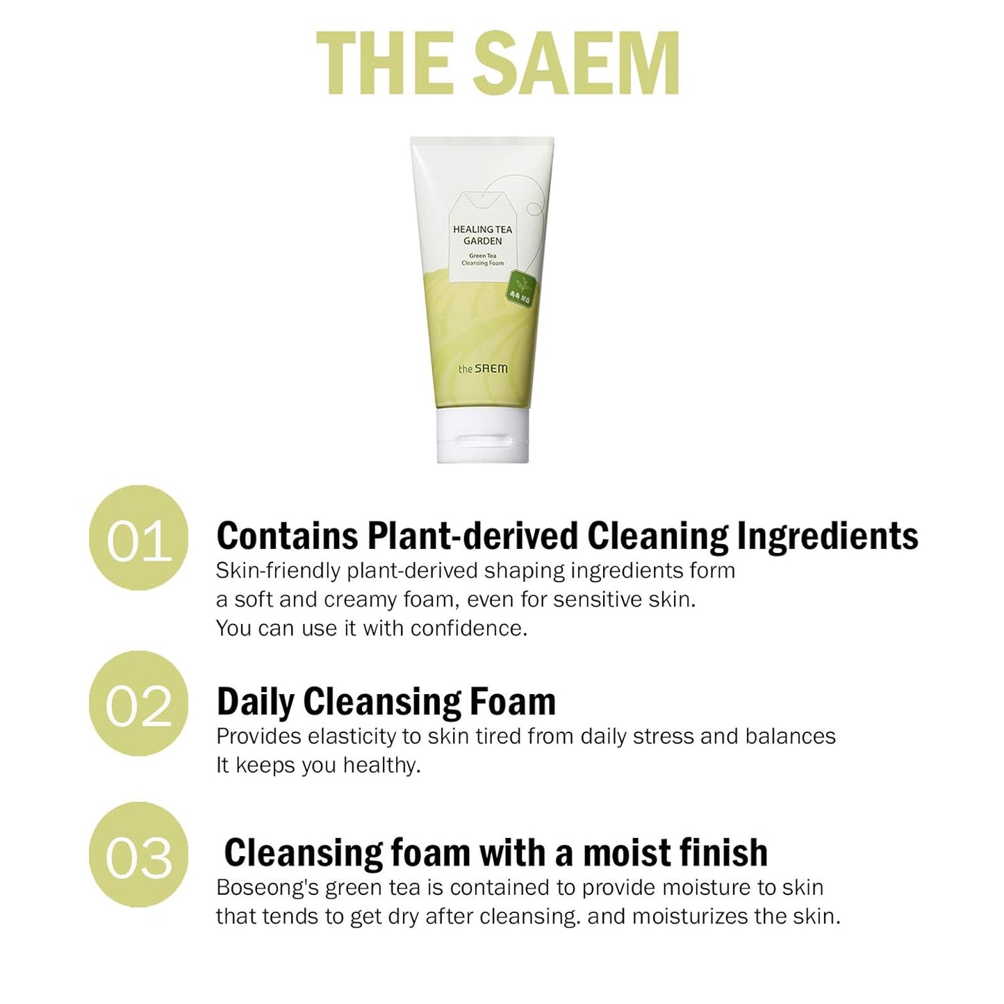 Korean Cosmetic The Saem Healing Tea Garden Cleansing Foam 150ml 4 Types Skin ca