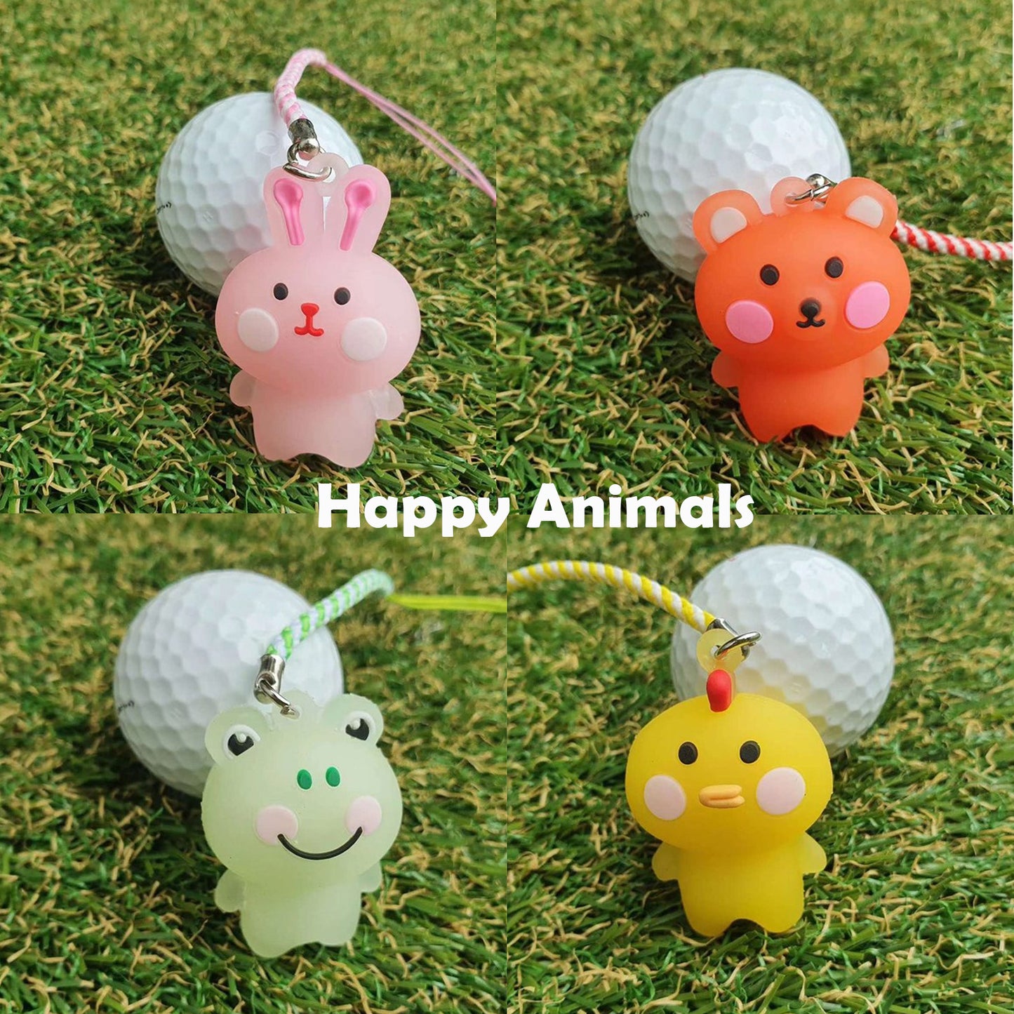 Happy Animal Golf Tee Hangers, 4 Types Sold in 1 Set Golf Accessories