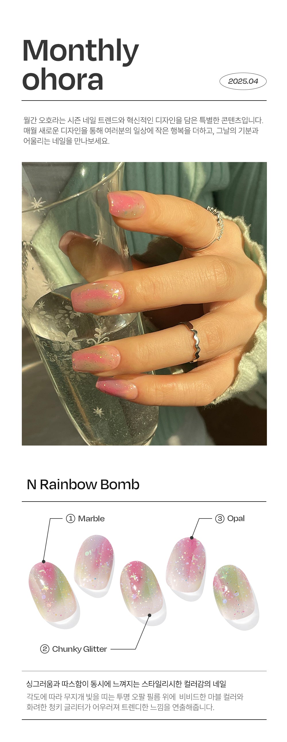 Ohora sticker N Rainbow Night Nail