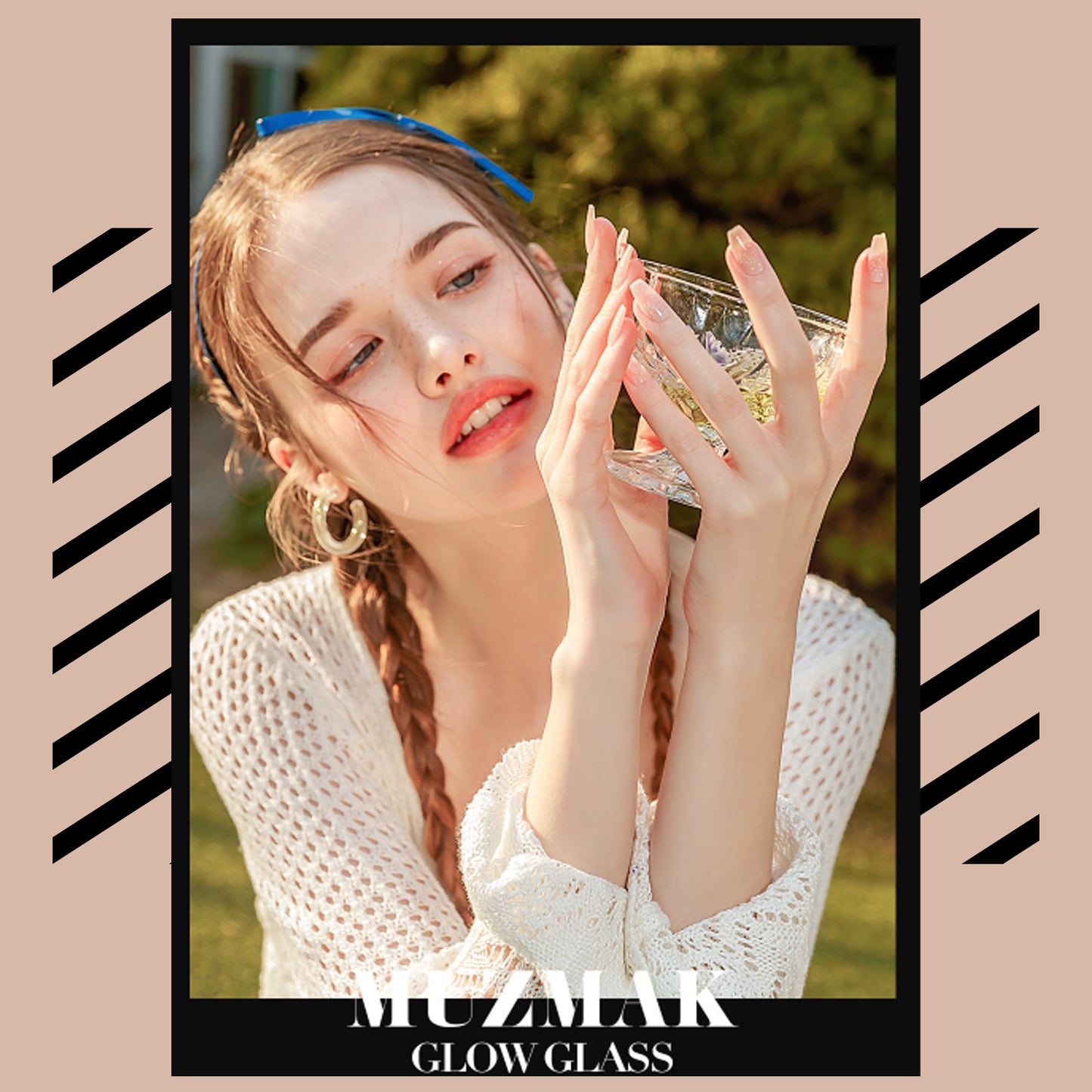Muzmak ((Coffin) N Peach Glitter Nail) 36pcs Nail Art Pattern Sticker Set Semicure Nail