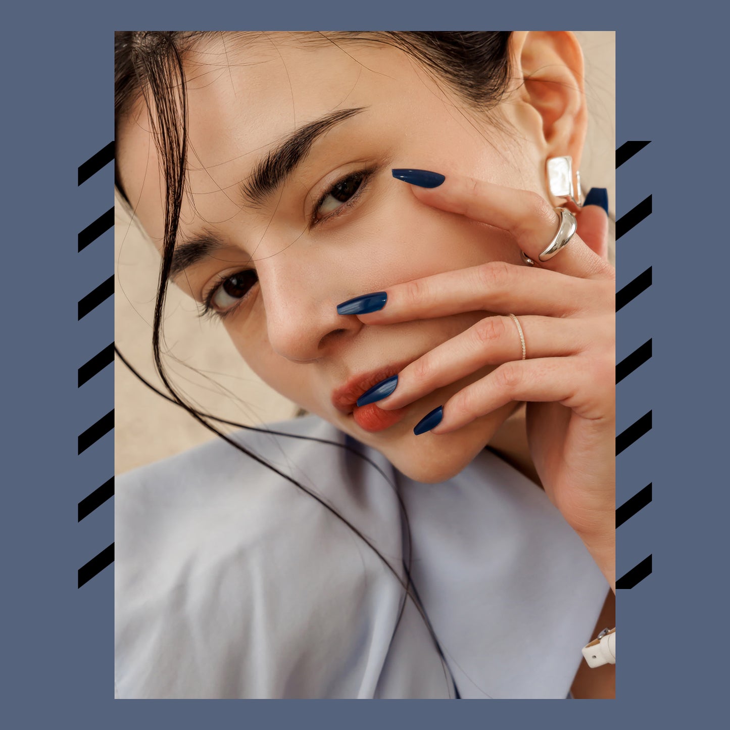 Muzmak (N Modern Navy Nail) 36pcs Nail Art Pattern Sticker Set Semicure Nail