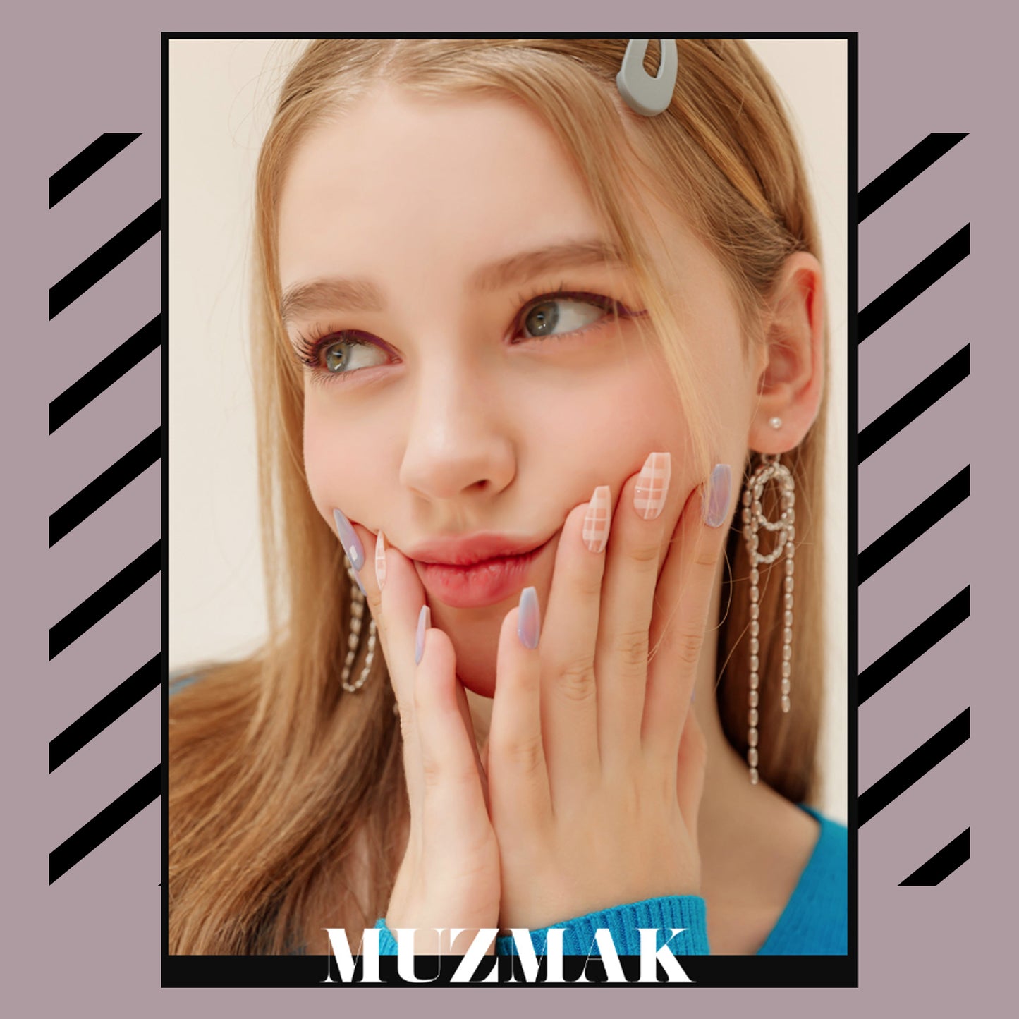 Muzmak (N Summer Check (Coffin) Nail) 36pcs Nail Art Pattern Sticker Set Semicure Nail