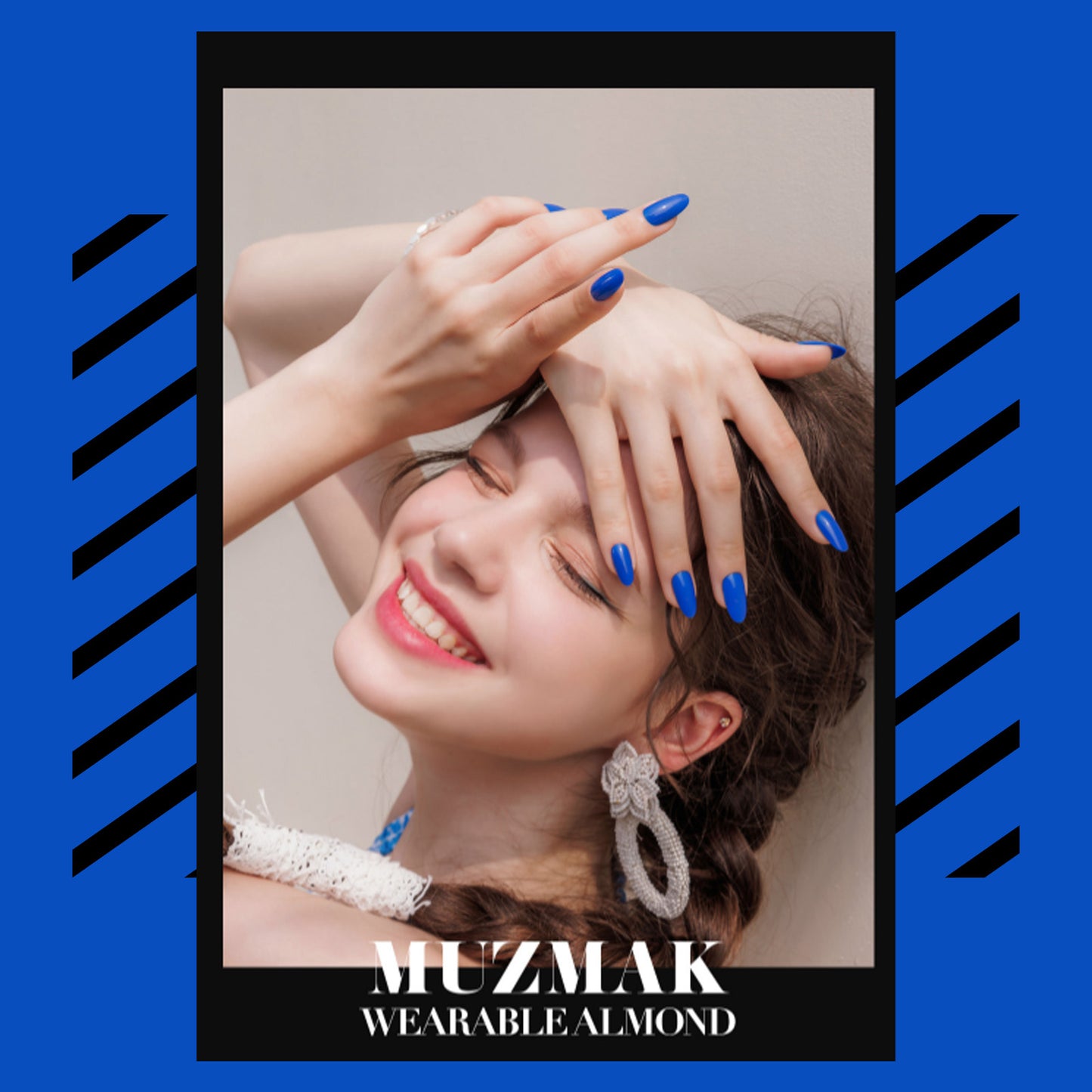 Muzmak ((Almond) N Clear Blue Nail) 36pcs Nail Art Pattern Sticker Set Semicure Nail