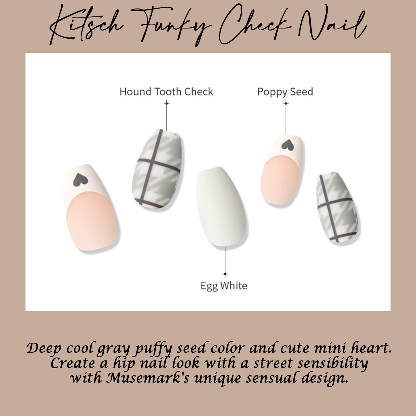 Muzmak ((Coffin) N Kitsch Funky Check Nail) 36pcs Nail Art Pattern Sticker Set Semicure Nail