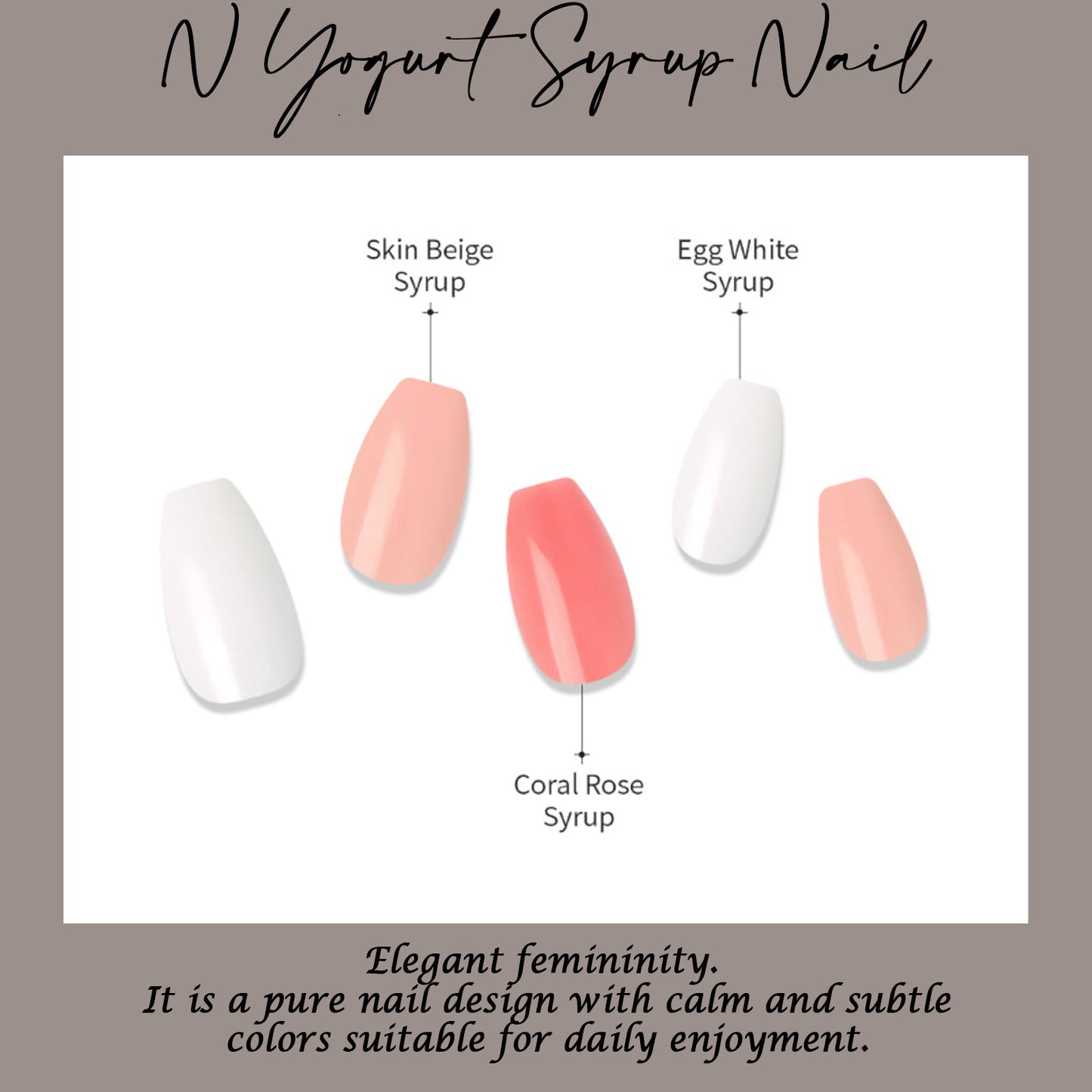 Muzmak ((Almond) N Yogurt Syrup Nail) 36pcs Nail Art Pattern Sticker Set Semicure Nail
