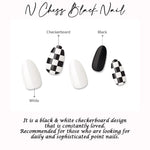 Muzmak (N Chess Black (Almond) Nail) 36pcs Nail Art Pattern Sticker Set Semicure Nail