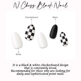 Muzmak (N Chess Black (Almond) Nail) 36pcs Nail Art Pattern Sticker Set Semicure Nail