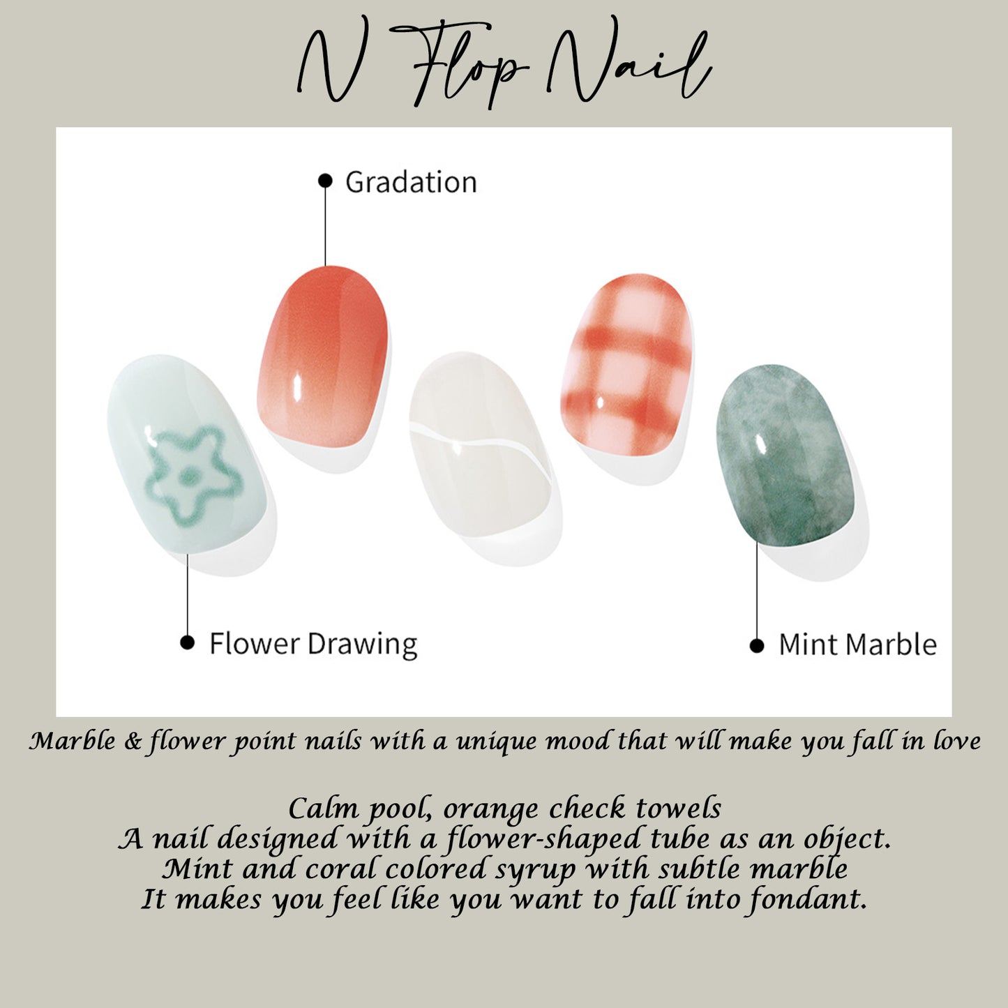 Ohora (N Flop Nail) 30pcs 16 Basic 14 Point Nail Art Pattern