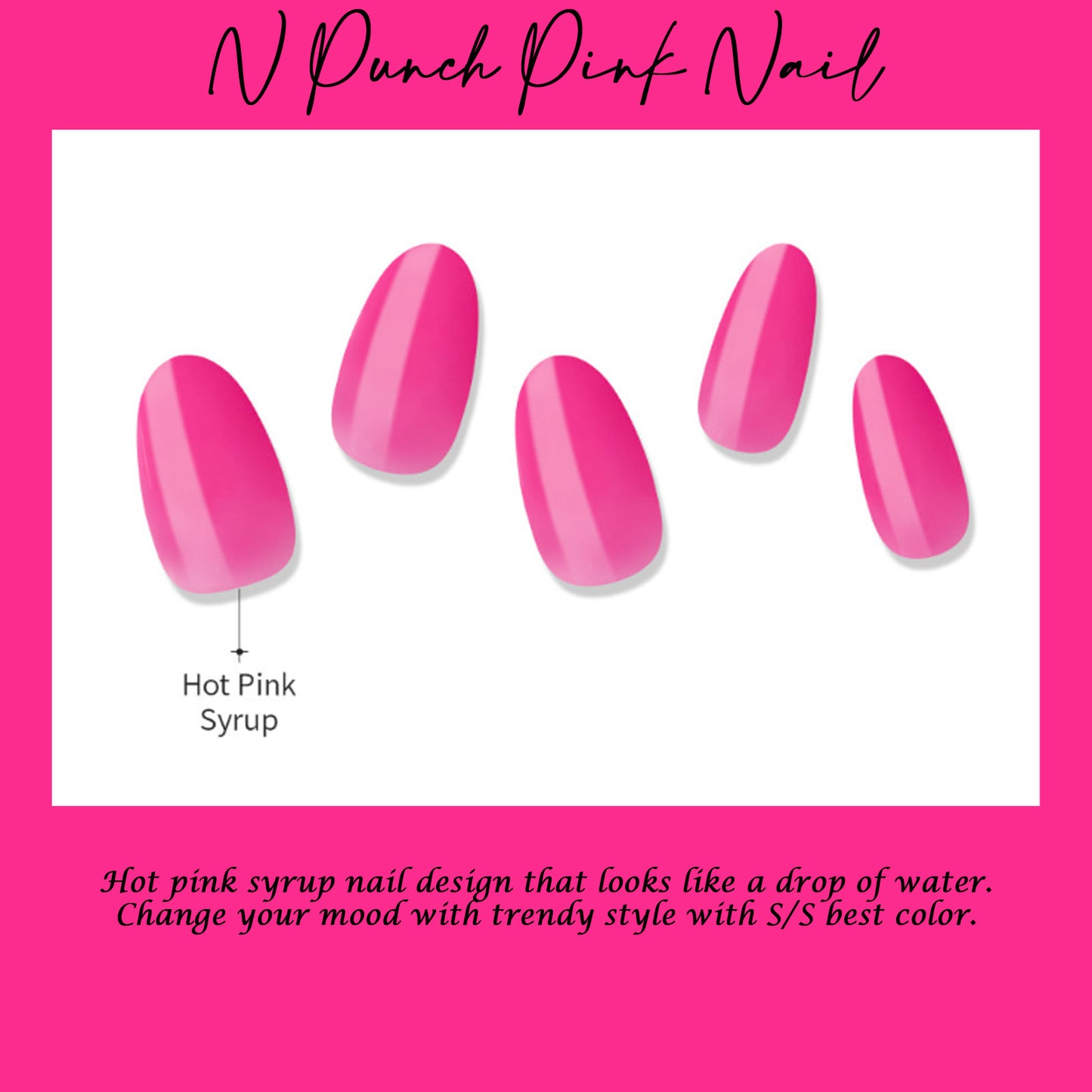 Muzmak (N Punch Pink Nail) 36pcs Nail Art Pattern Sticker Set Semicure Nail