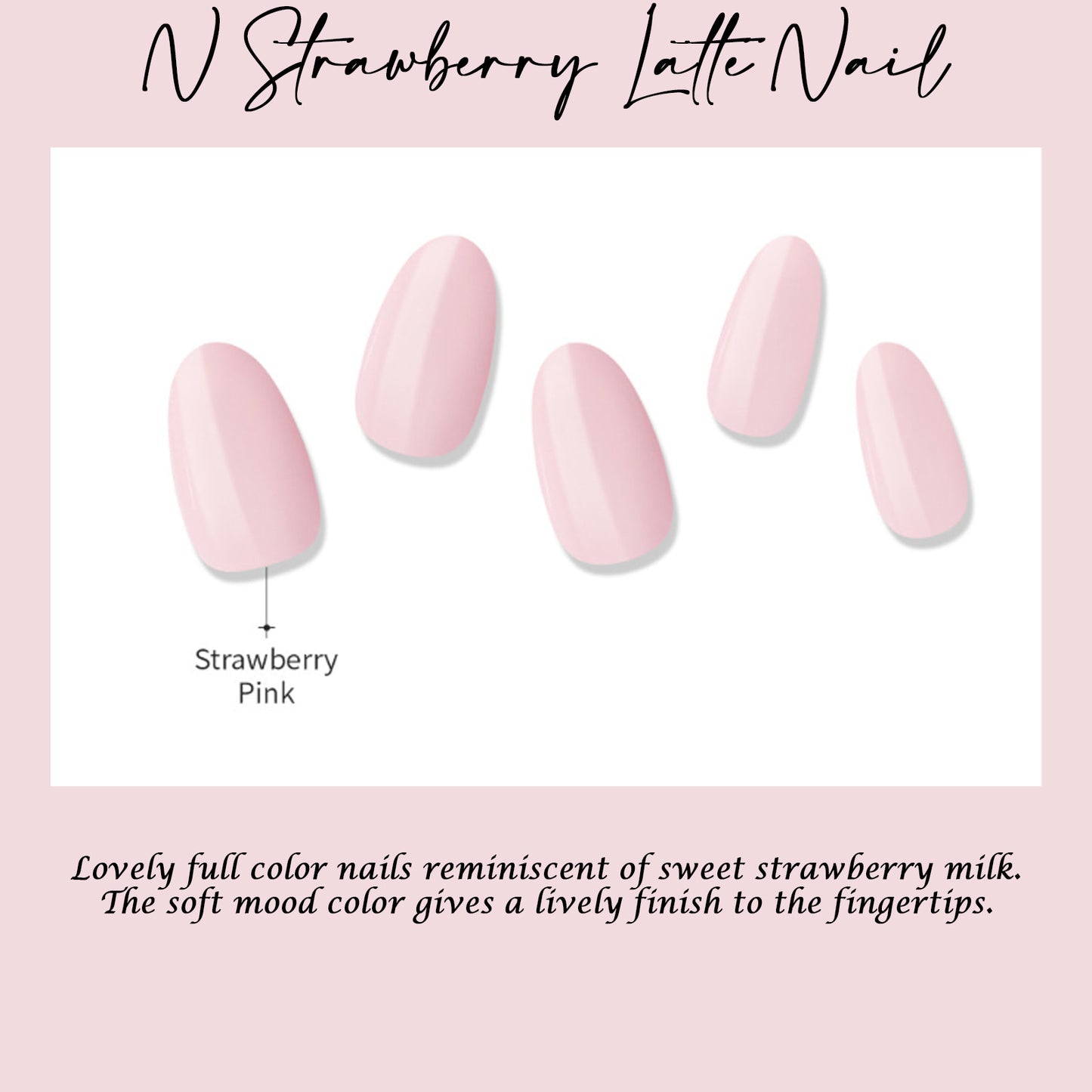 Muzmak ((Almond) N Strawberry Latte Nail) 36pcs Nail Art Pattern Sticker Set Semicure Nail