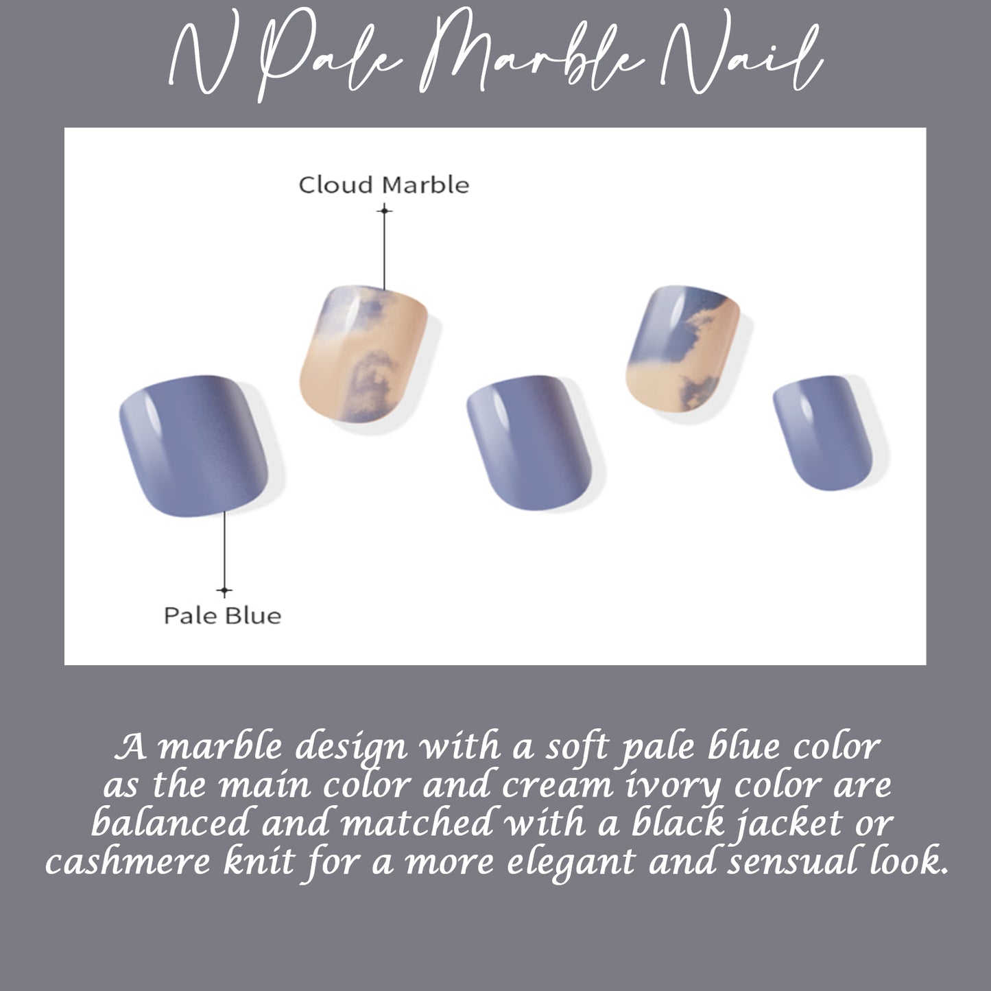 Muzmak (N Pale Marble (Regular Square) Nail) 36pcs Nail Art Pattern Sticker Set Semicure Nail