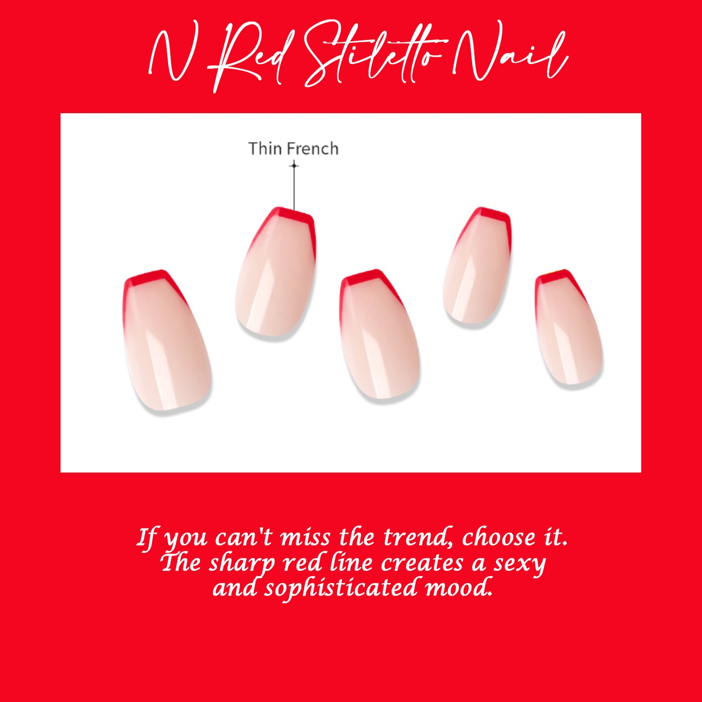 Muzmak (N Red Stiletto (Coffin) Nail) 36pcs Nail Art Pattern Sticker Set Semicure Nail