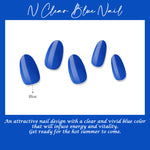 Muzmak ((Almond) N Clear Blue Nail) 36pcs Nail Art Pattern Sticker Set Semicure Nail