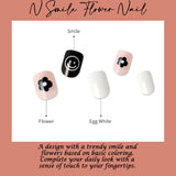 Muzmak ((Short Square) N Smile Flower Nail) 36pcs Nail Art Pattern Sticker Set Semicure Nail