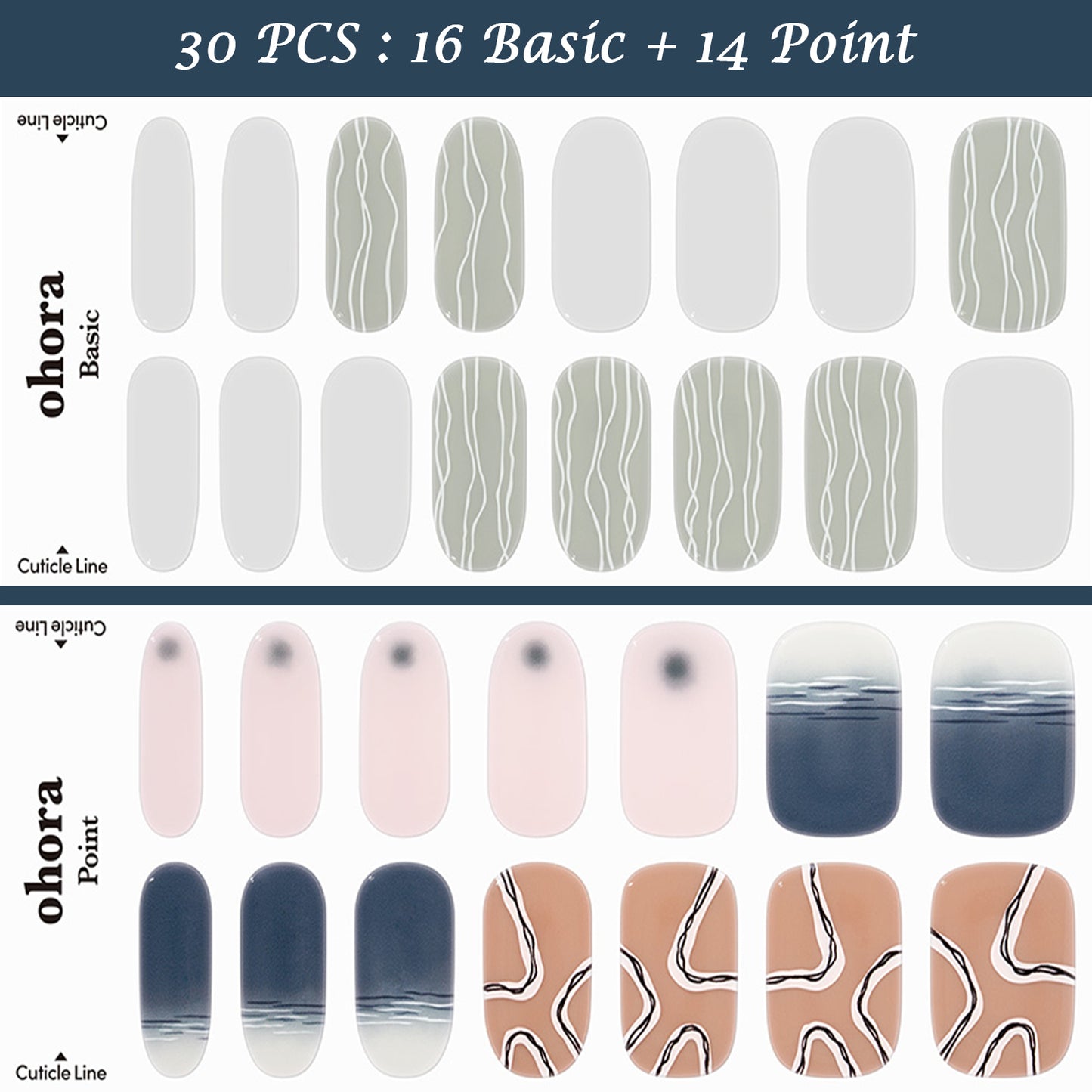 Ohora (N Weaving Nail) 30pcs 16 Basic 14 Point Nail Art Pattern