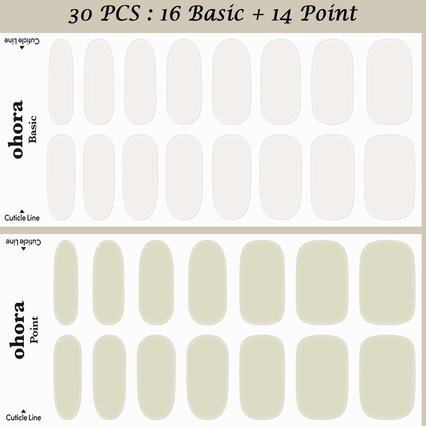 Ohora (N Better Painted Nail) 30pcs 16 Basic 14 Point Nail Art Pattern Sticker Set Semicure Nail