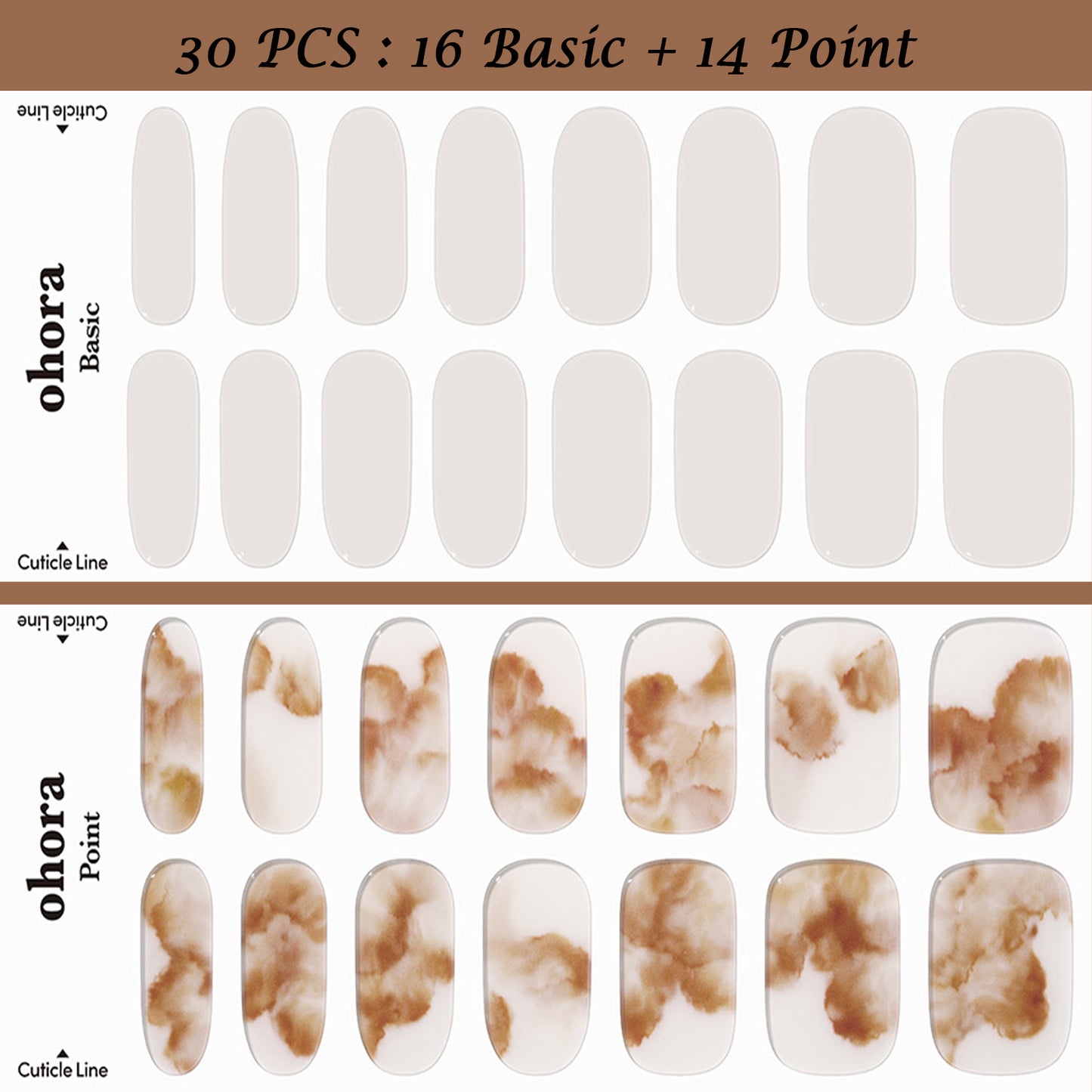 Ohora (N Muted Nail) 30pcs 16 Basic 14 Point Nail