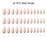 Muzmak (N White Shimmer W (Almond) Nail) 36pcs Nail Art Pattern Sticker Set Semicure Nail