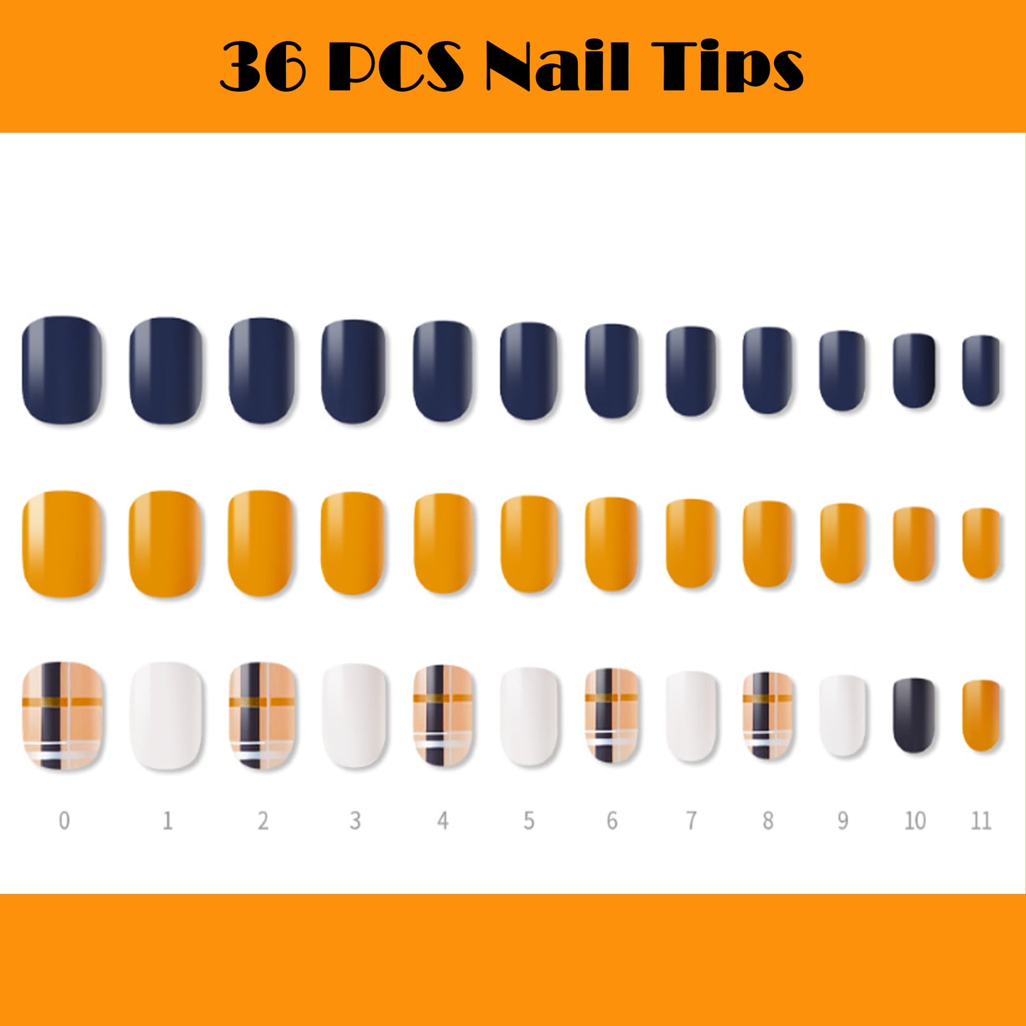 Muzmak (N Delight Check (Short Square) Nail) 36pcs Nail Art Pattern Sticker Set Semicure Nail