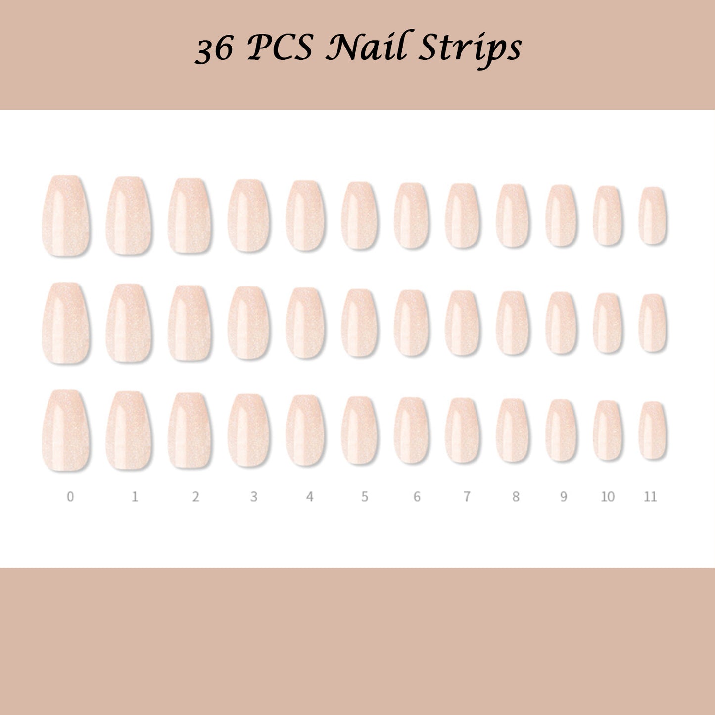 Muzmak ((Coffin) N Peach Glitter Nail) 36pcs Nail Art Pattern Sticker Set Semicure Nail