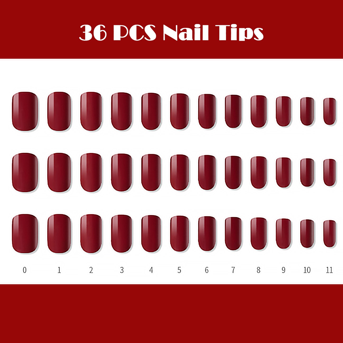Muzmak (N Best Red Nail (Regular Square)) 36pcs Nail Art Pattern Sticker Set Semicure Nail