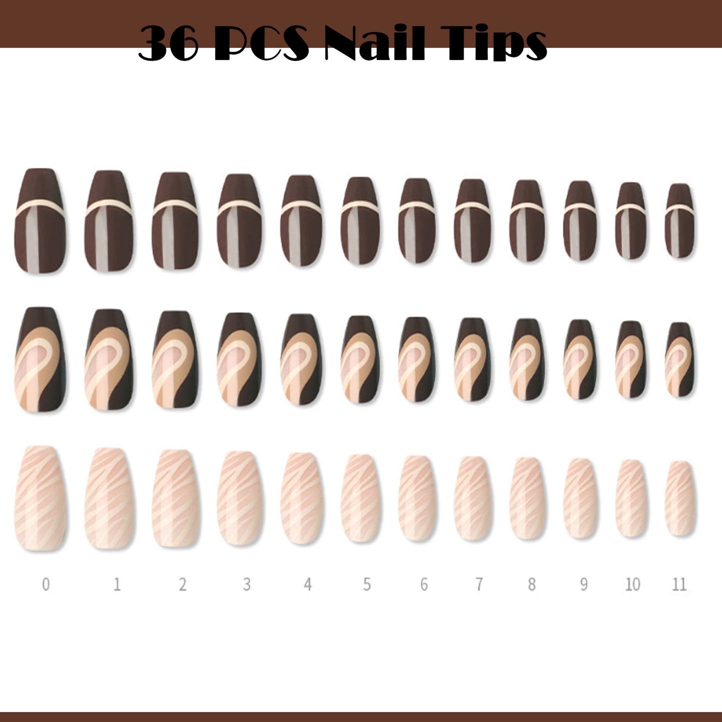 Muzmak (N Coffee Mocha Nail) 36pcs Nail Art Pattern Sticker Set Semicure Nail