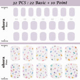 Ohora (P Look At My Thumb Pedi) 32pcs 22 Basic 10 Point Nail Art Pattern Sticker Nail Gel Set Pedicure