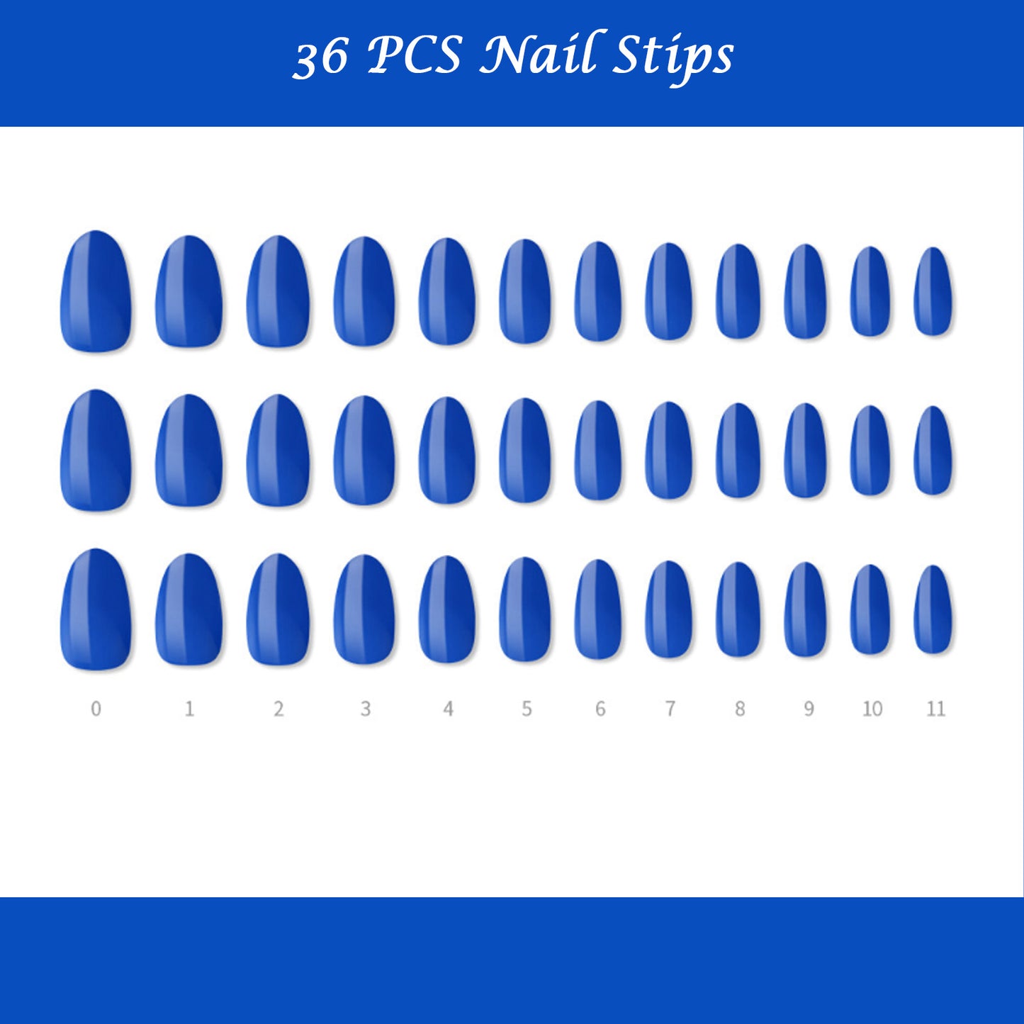 Muzmak ((Almond) N Clear Blue Nail) 36pcs Nail Art Pattern Sticker Set Semicure Nail