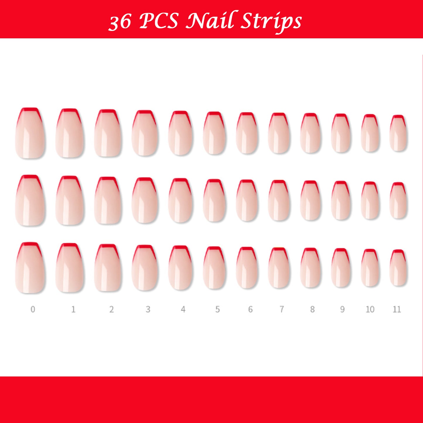 Muzmak (N Red Stiletto (Coffin) Nail) 36pcs Nail Art Pattern Sticker Set Semicure Nail