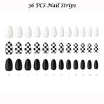 Muzmak (N Chess Black (Almond) Nail) 36pcs Nail Art Pattern Sticker Set Semicure Nail