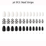 Muzmak (N Chess Black (Almond) Nail) 36pcs Nail Art Pattern Sticker Set Semicure Nail