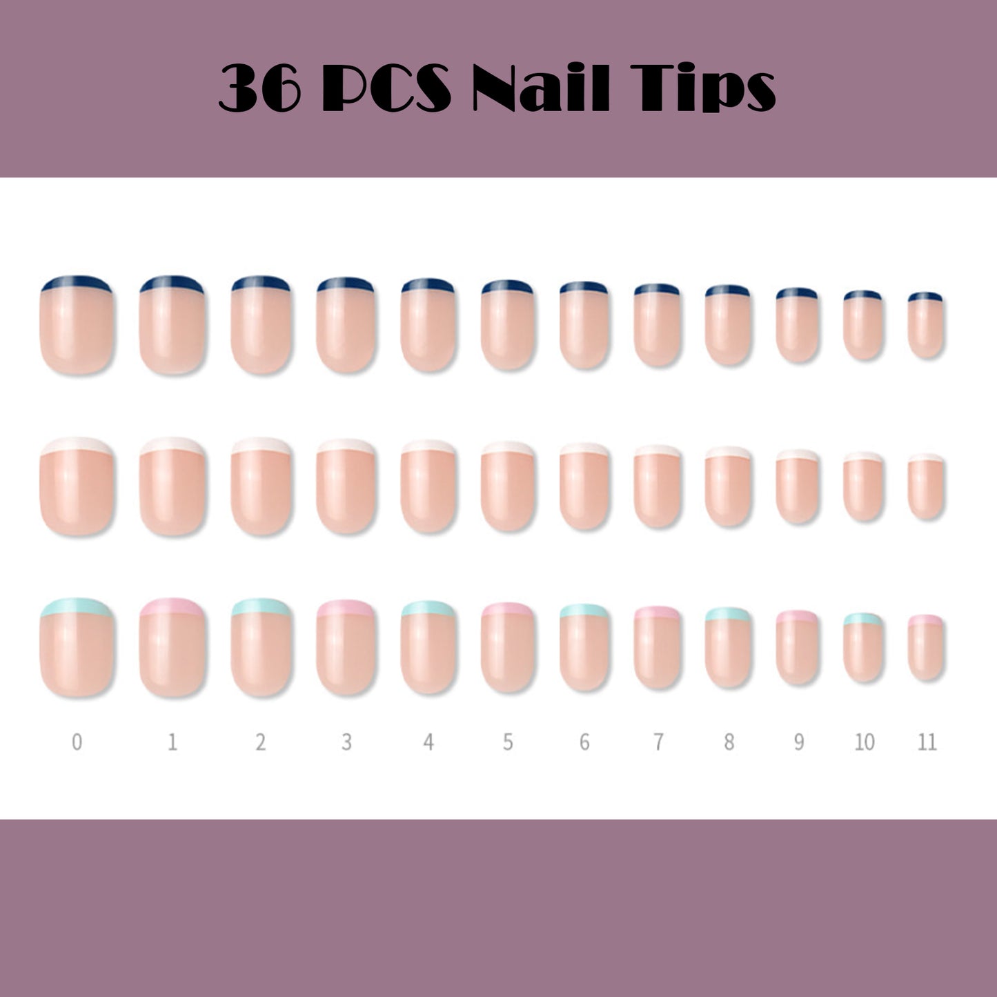Muzmak (N Neutral French Nail) 36pcs Nail Art Pattern Sticker Set Semicure Nail