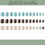 Muzmak (N Mint Chocolate (Short Square) Nail) 36pcs Nail Art Pattern
