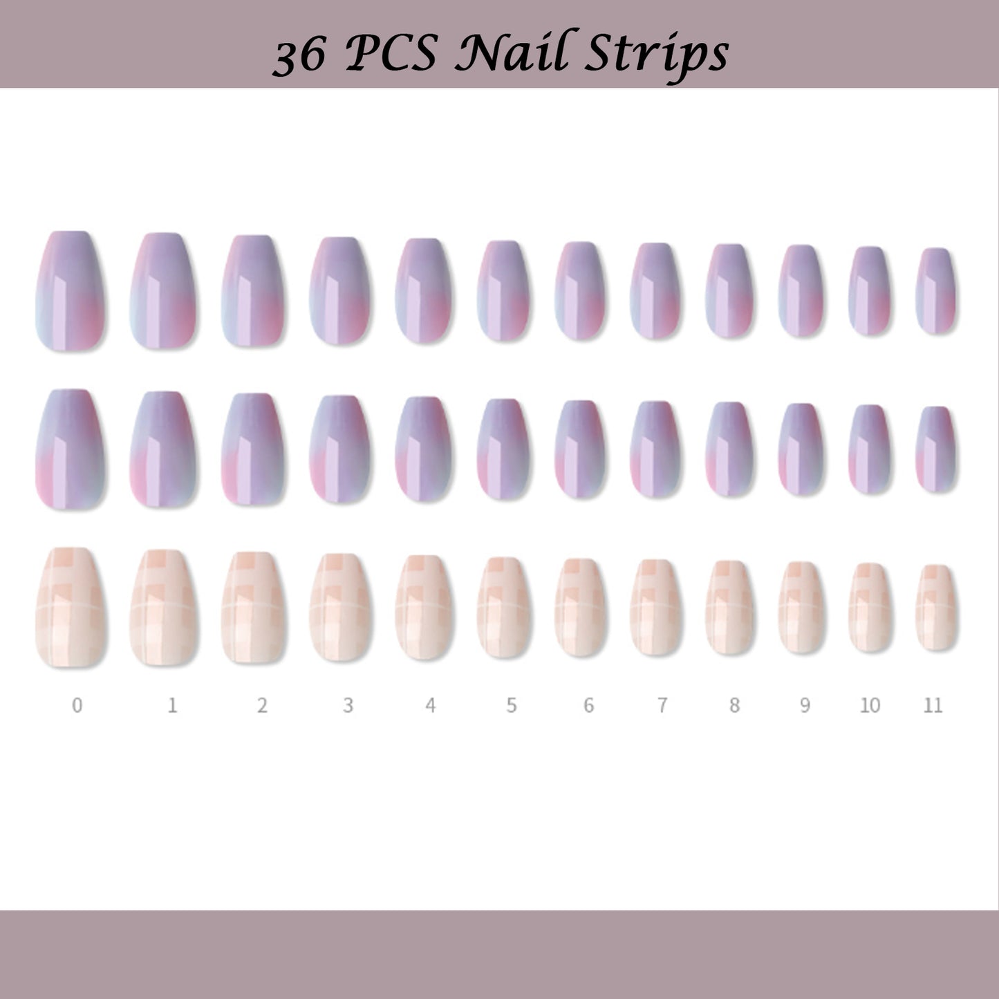 Muzmak (N Summer Check (Coffin) Nail) 36pcs Nail Art Pattern Sticker Set Semicure Nail