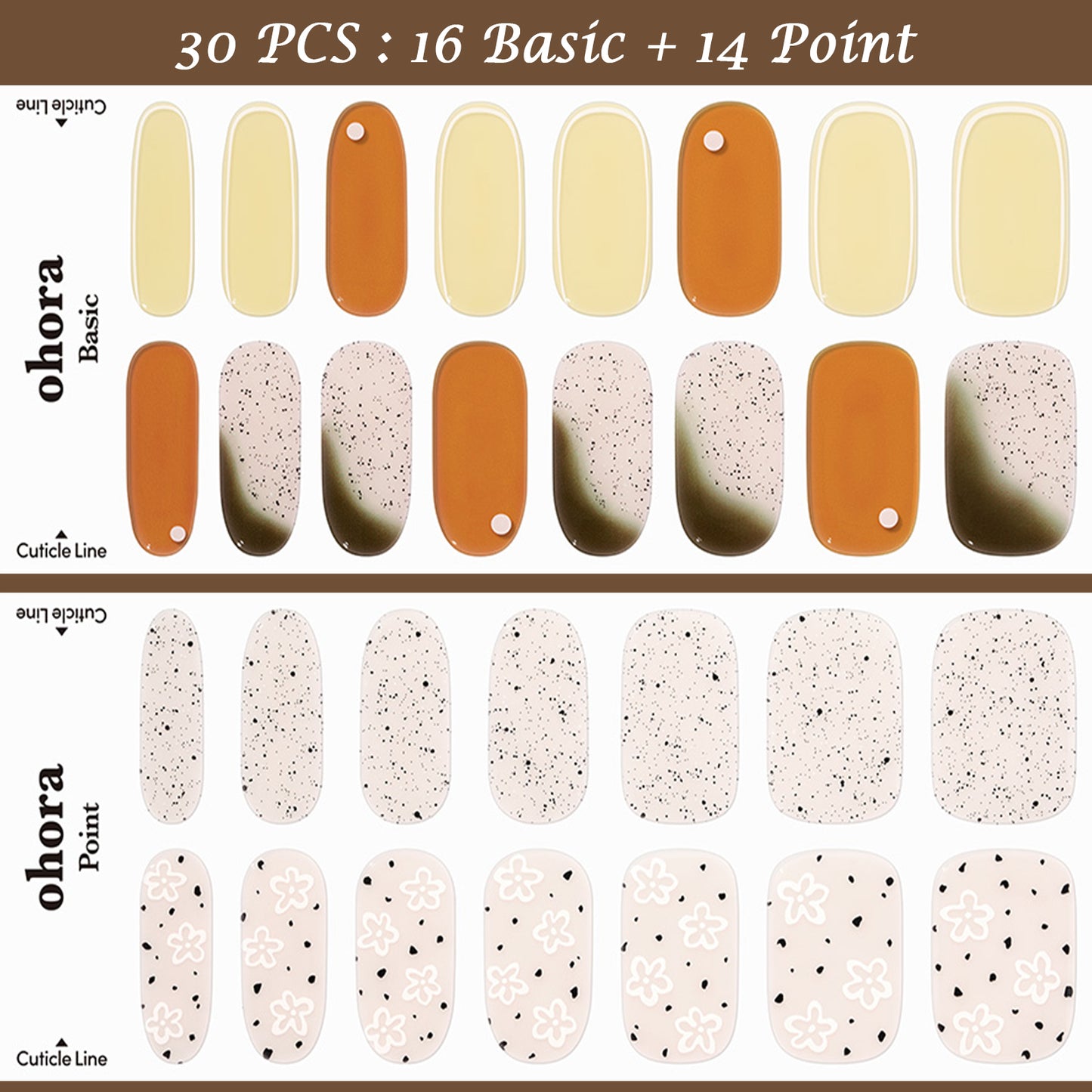Ohora (N Cozy Nail) 30pcs 16 Basic 14 Point Nail Art Pattern